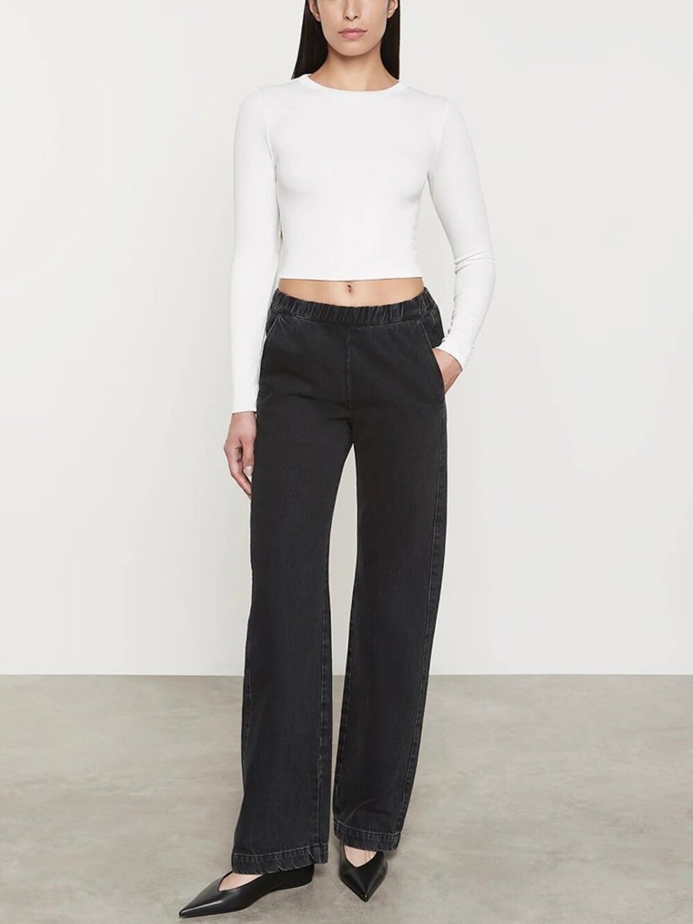 Enza Costa Everywhere Pants 100% Cotton Denim in Washed Black - Size 2